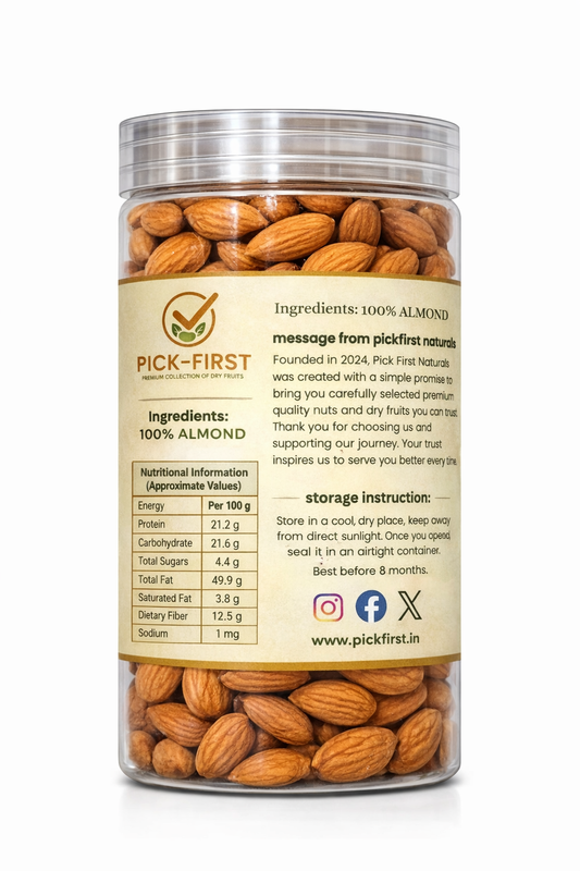 Pick First Naturals Almonds – Pack of 2 (400g Each)