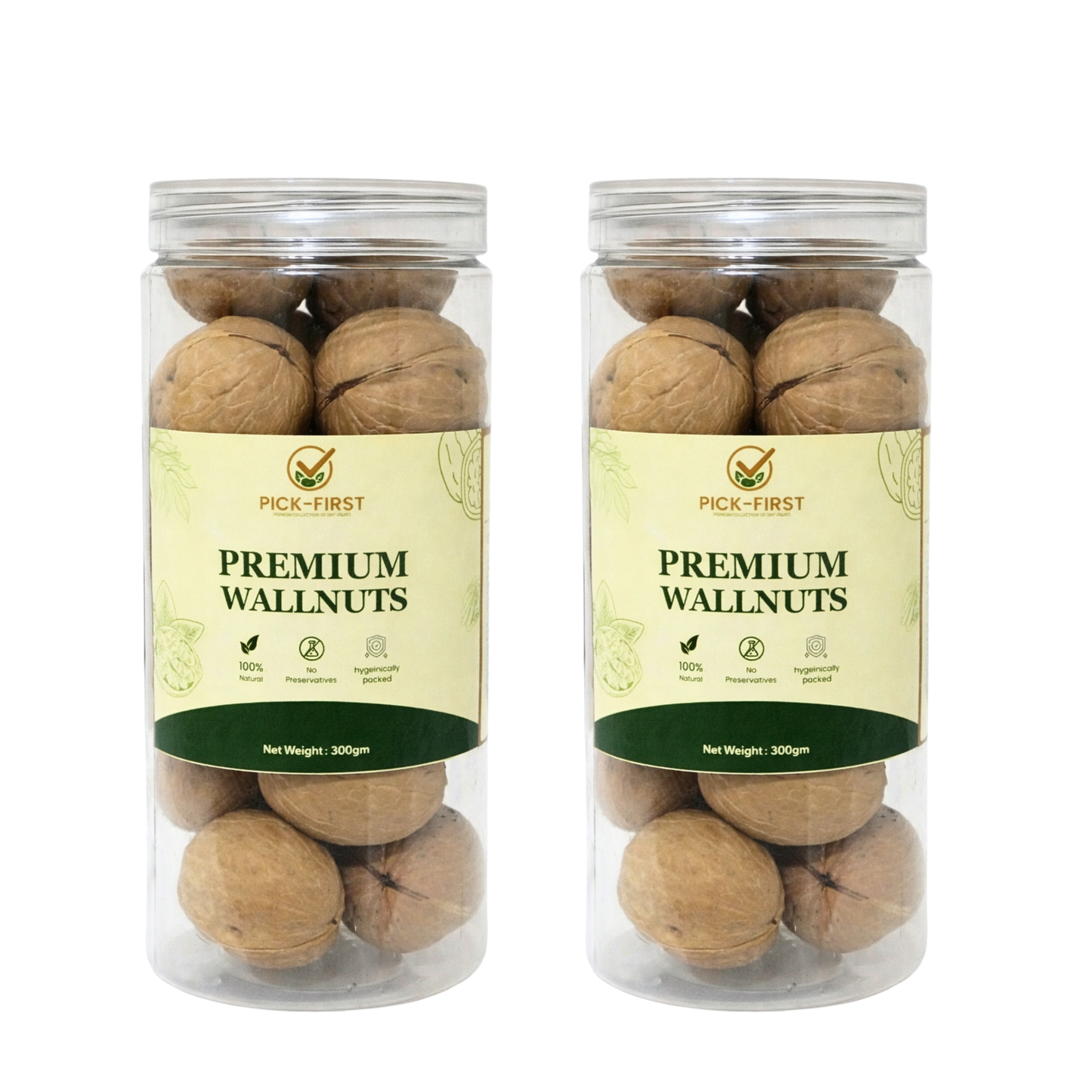 Pick First Naturals Whole Walnuts – Pack of 2 (300g Each)