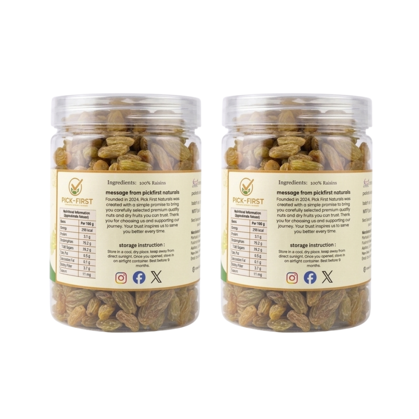 Premium Green Raisins - Pack of 2 (400gm )