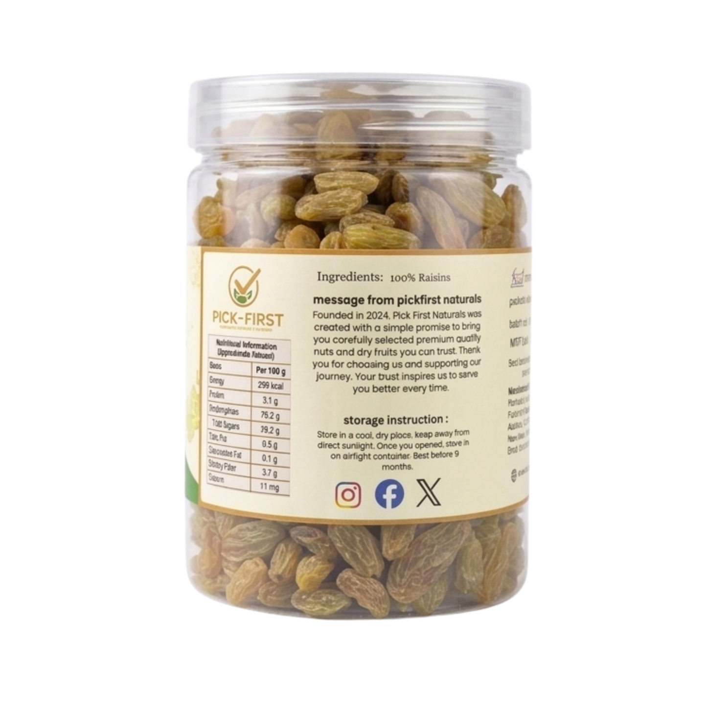 Premium Green Raisins – Naturally Sweet & Nutrient Rich (400 gm )