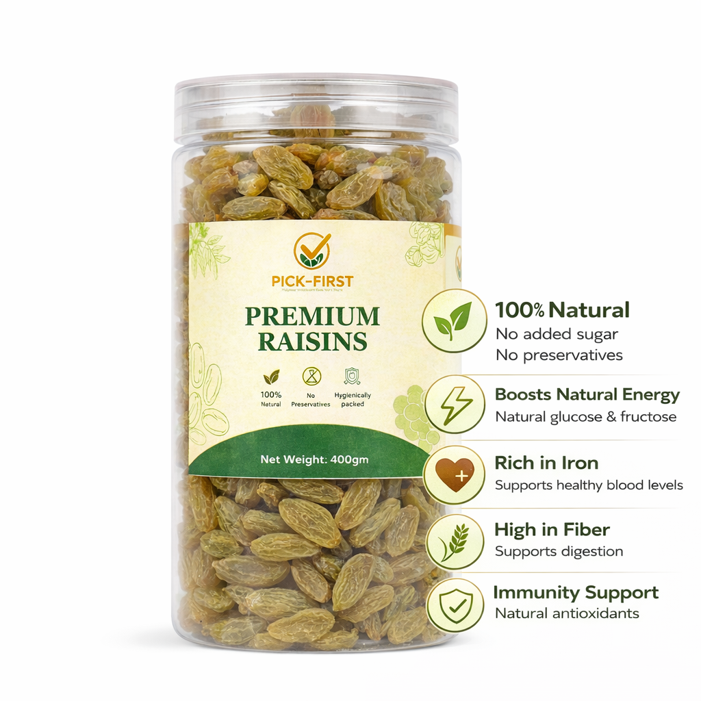 Cashew, Almond & Green Raisins Mix – 400g Each