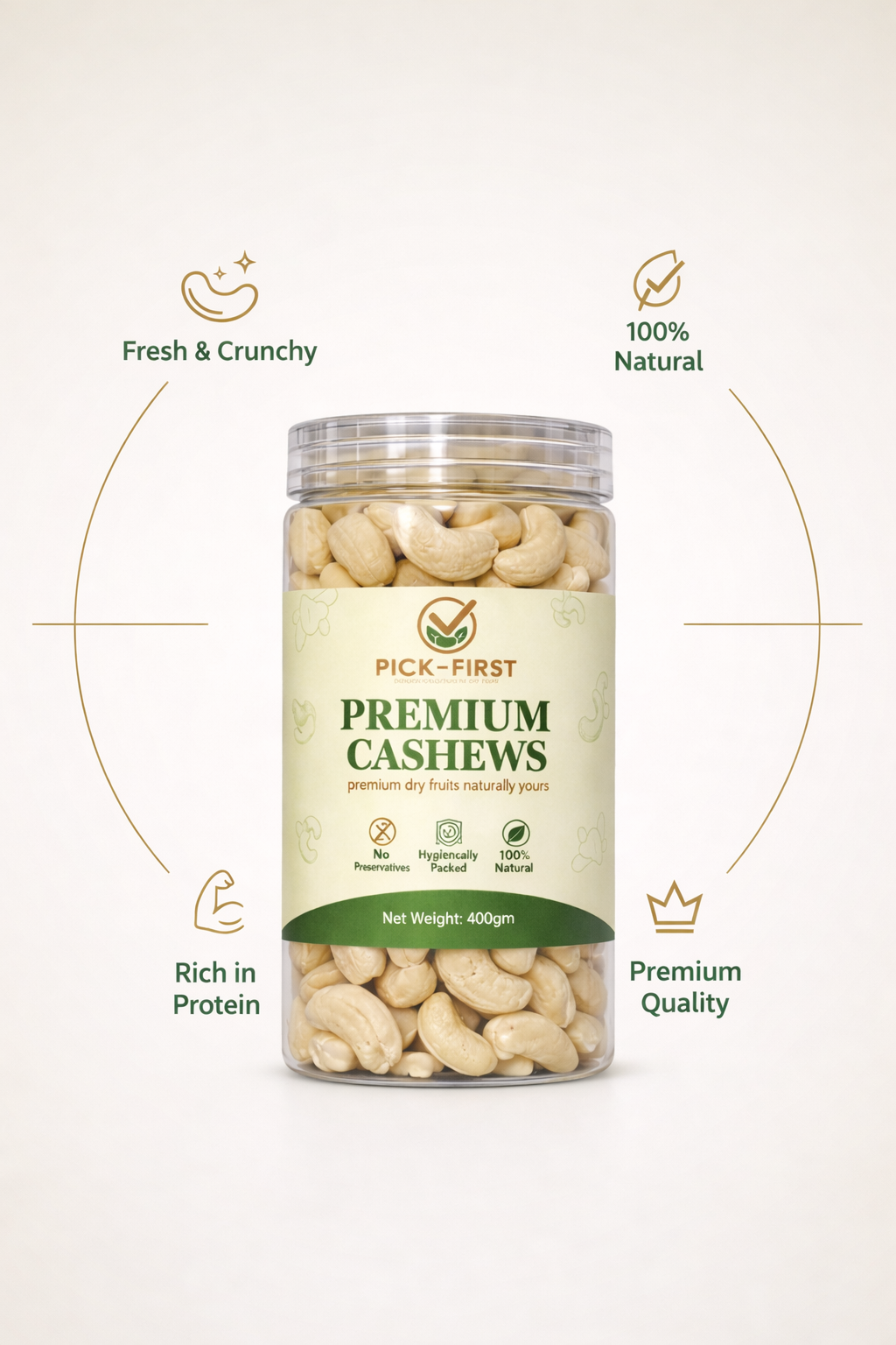 Cashew, Almond & Green Raisins Mix – 400g Each
