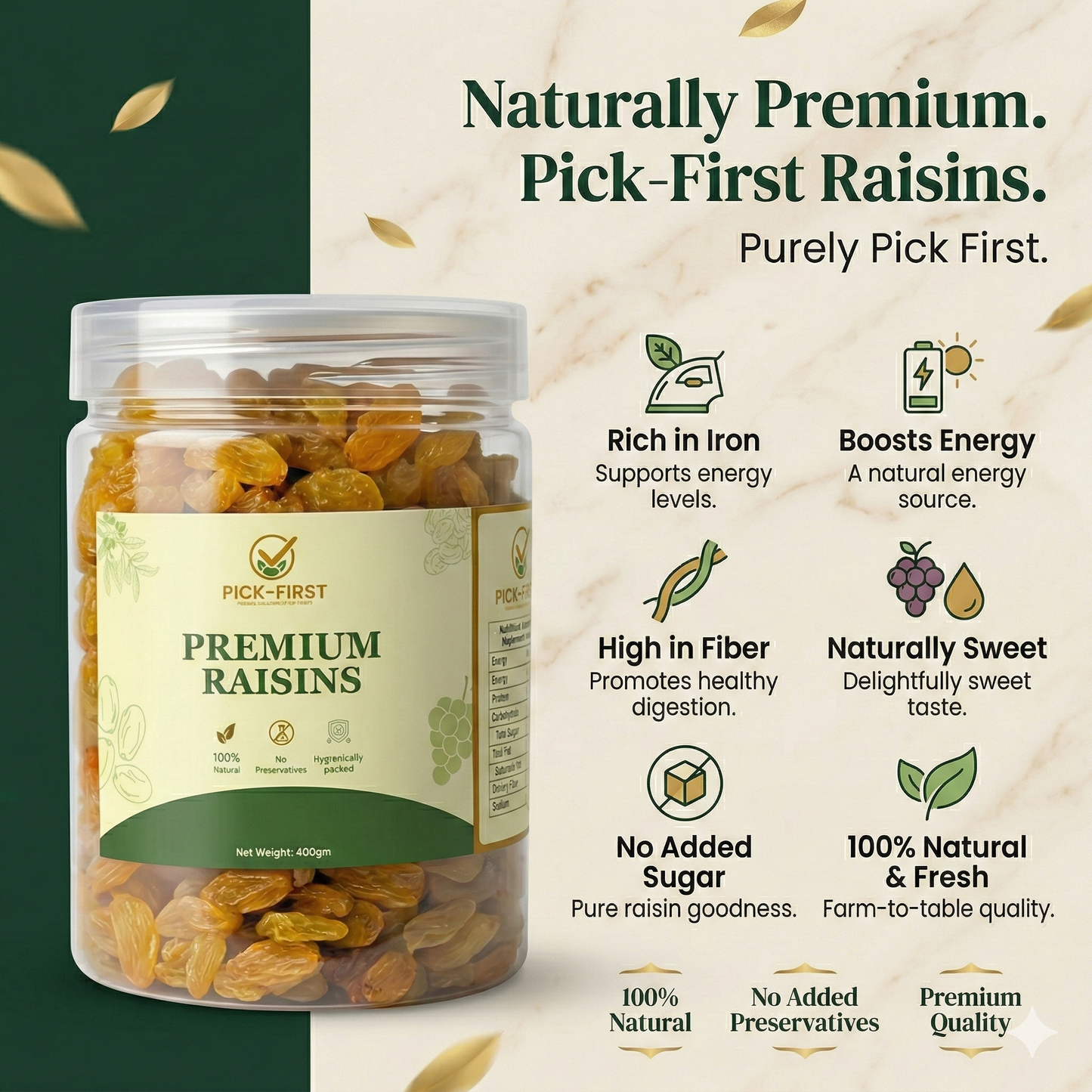 Pick First Naturals Premium Raisins – 400g
