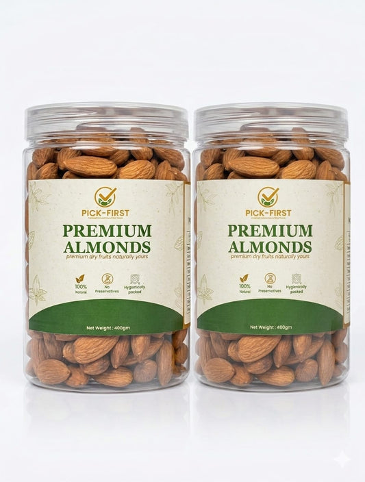 Pick First Naturals Almonds – Pack of 2 (400g Each)